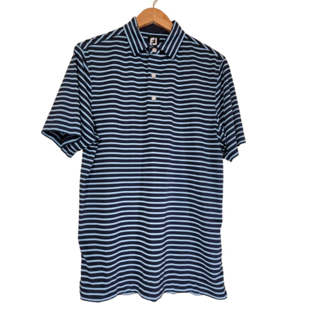 Men's FootJoy Blue Striped Polo Shirt - Small